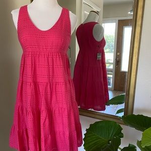 NWT Muse Hot Pink Eyelet MIDI Dress size 4
